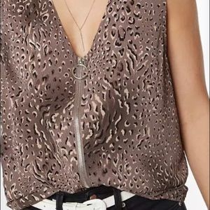 Willow & Root Brown Taupe Sleeveless Animal Print Blouse. Size M